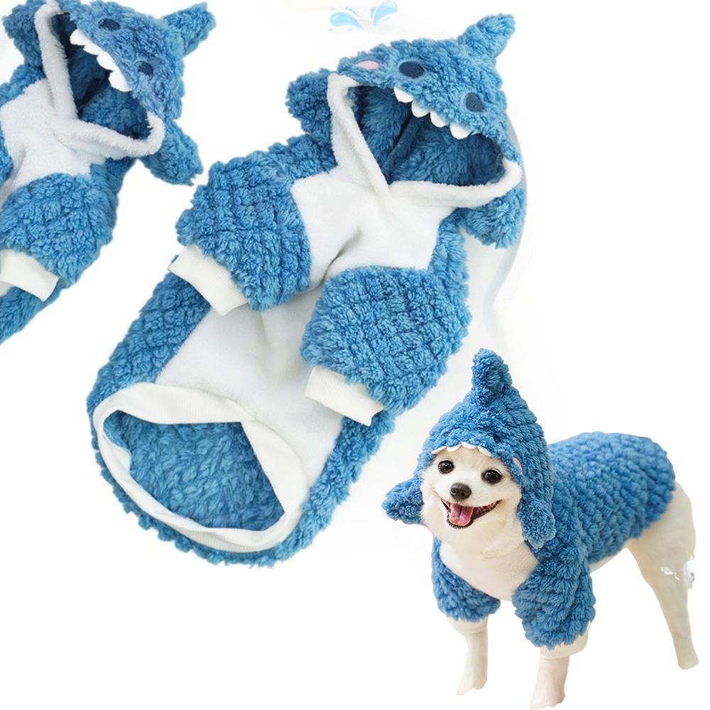 Милая плюшевая толстая одежда для собак и кошек Shark превращается в забавную плюшевую одежду для собак среднего размера из хлопка на осень/зиму