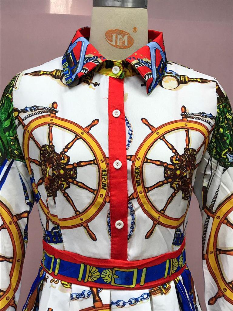 Variety of Colors and Sizes: Lapel High Waist A-Line Dress