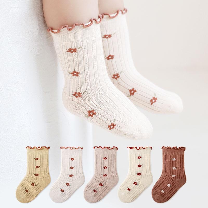 Infant Kids Girl Cotton Socks Baby Ruffles Vintage Floor Socks 0-5Y Baby Children Socks For Princess Cute Socks Flower