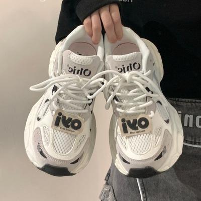 Сетчатые кроссовки женские новые кроссовки трикотажные кожаные спортивные туфли на платформе громоздкие кроссовки для ходьбы бег трусцой повседневная обувь