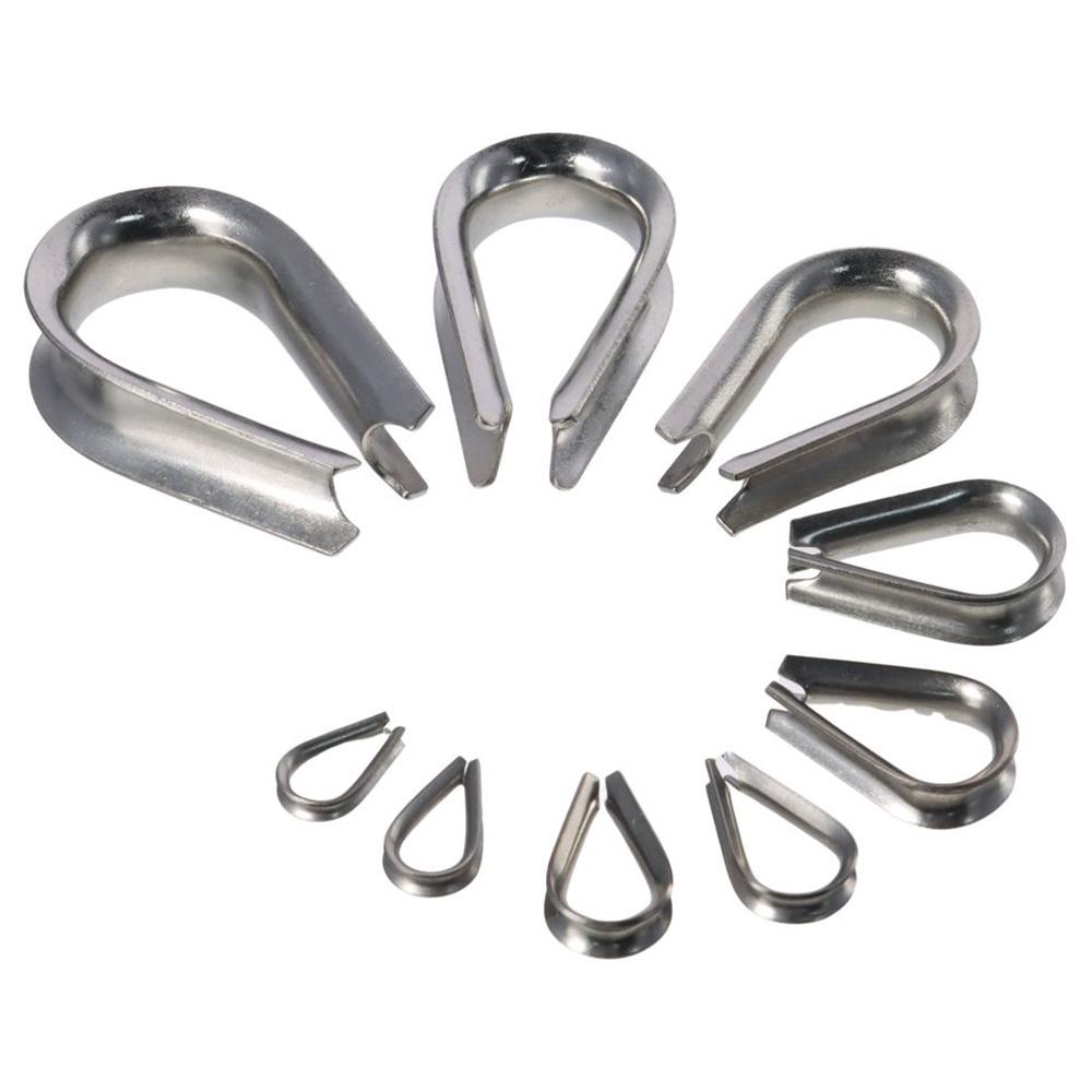 10pcs 1.5-12mm Wire Rope Thimbles 304 Stainless Steel Thimbles Ring Clamp Rope Connecting Head