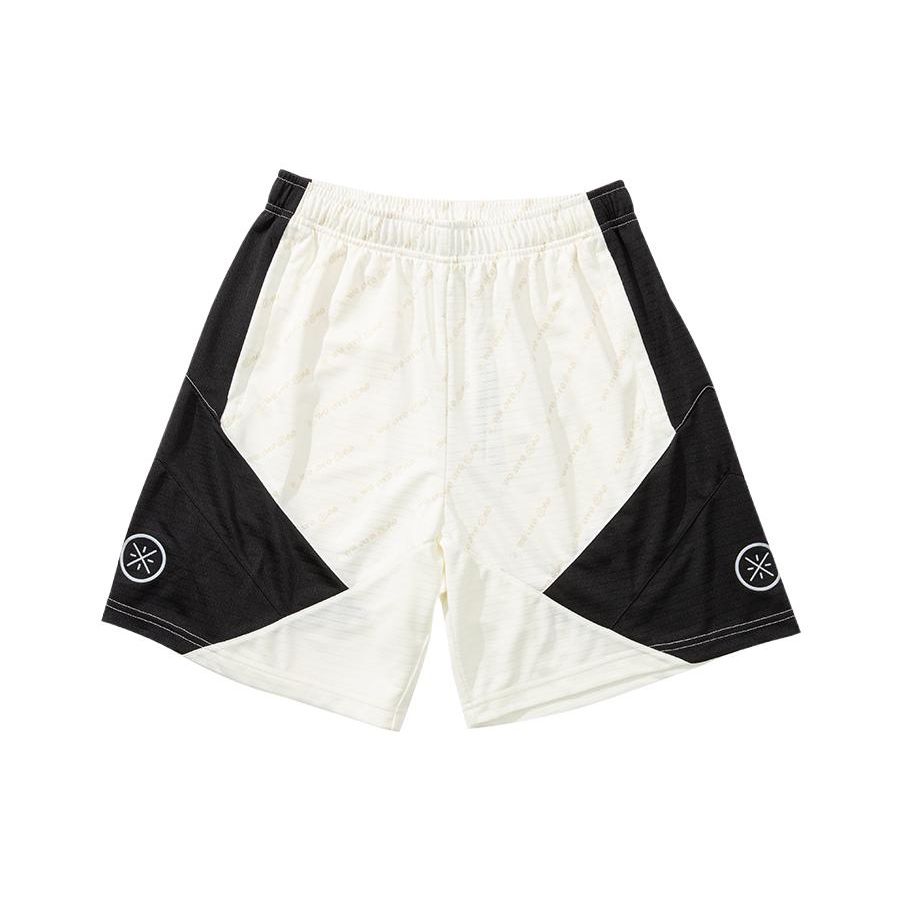 Li-Ning Шорты для баскетбола Wade Series Color Block Training Competition Мужские шорты Off-White Black AAPS007-5