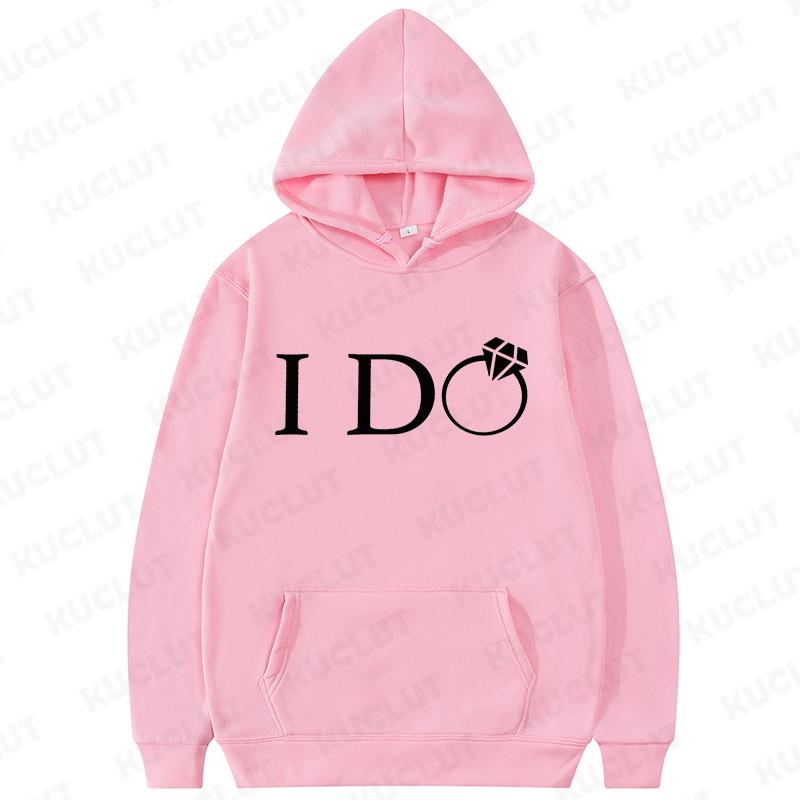 I DO Crew Bridal Party Hoodies Diamond Ring 2D Print Bachelorette Sweatshirts Team Bride Hooded Tops for Bridal Shower & Wedding