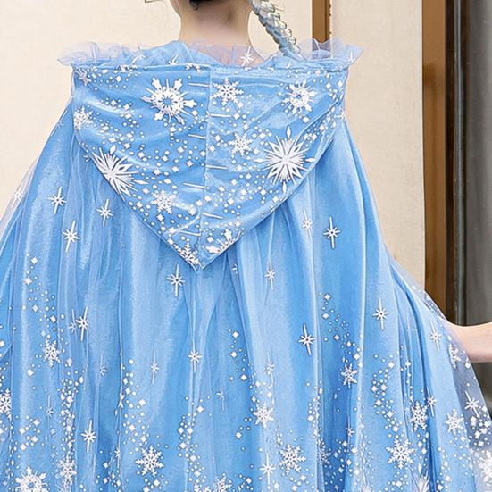 Костюм принцессы-плащаницы для детей, нарядная накидка с капюшоном, синяя сетка, украшения для вечеринок, косплей, мероприятия, фэнтези, ролевые игры, наряд