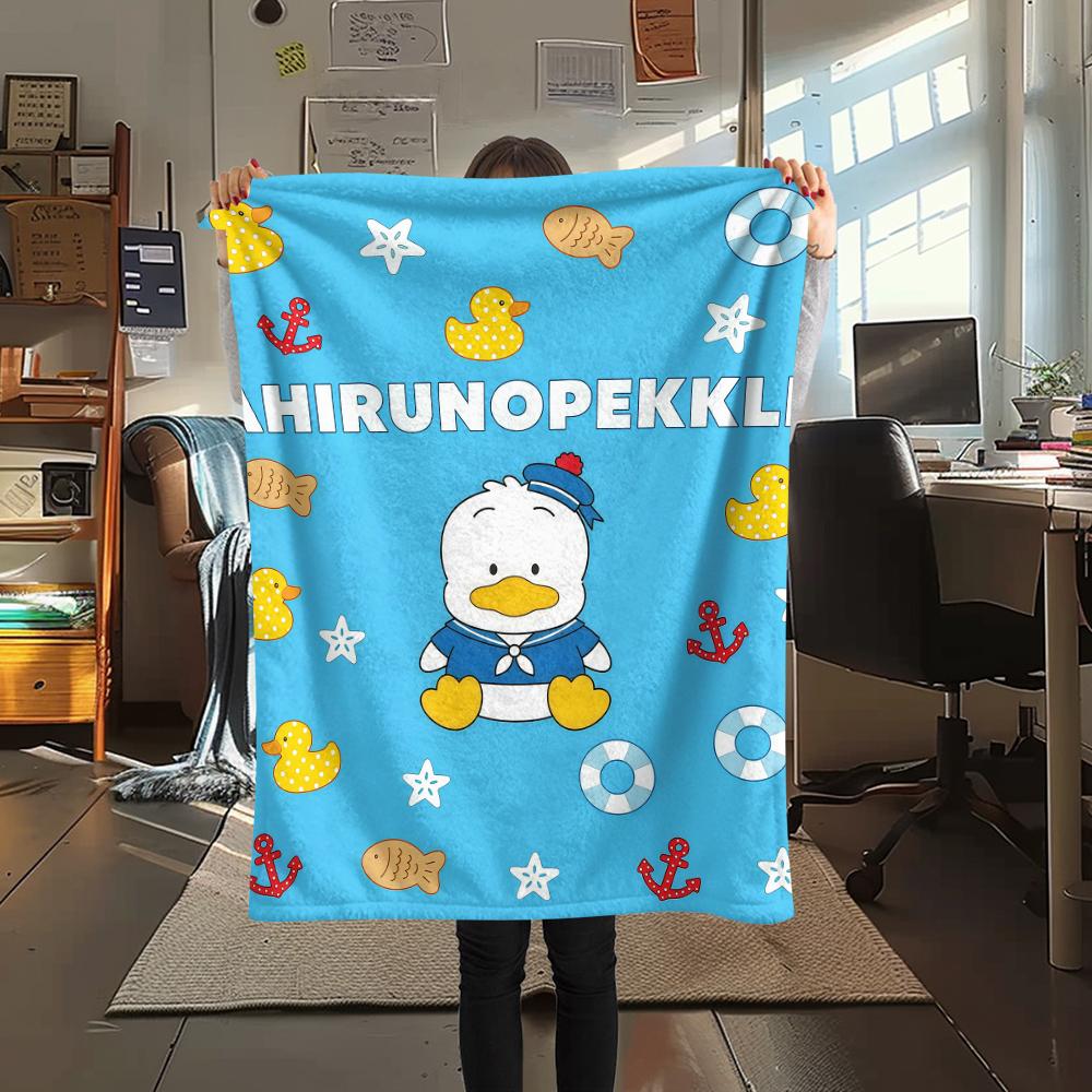 1 шт. Фланелевое одеяло Sanrio с милым принтом, Высококачественное, Для всех сезонов, Декор для дома, Тепло и комфорт, Идеально для рождественских подарков