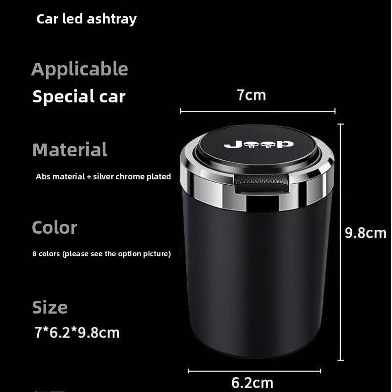 Car Ashtray Cigarette Ash Holds Cup LED Light Automotive Ashtray For Jeep CHEROKEE LIBERTY COMPASS PATRIOT accessories interior AJZ1
