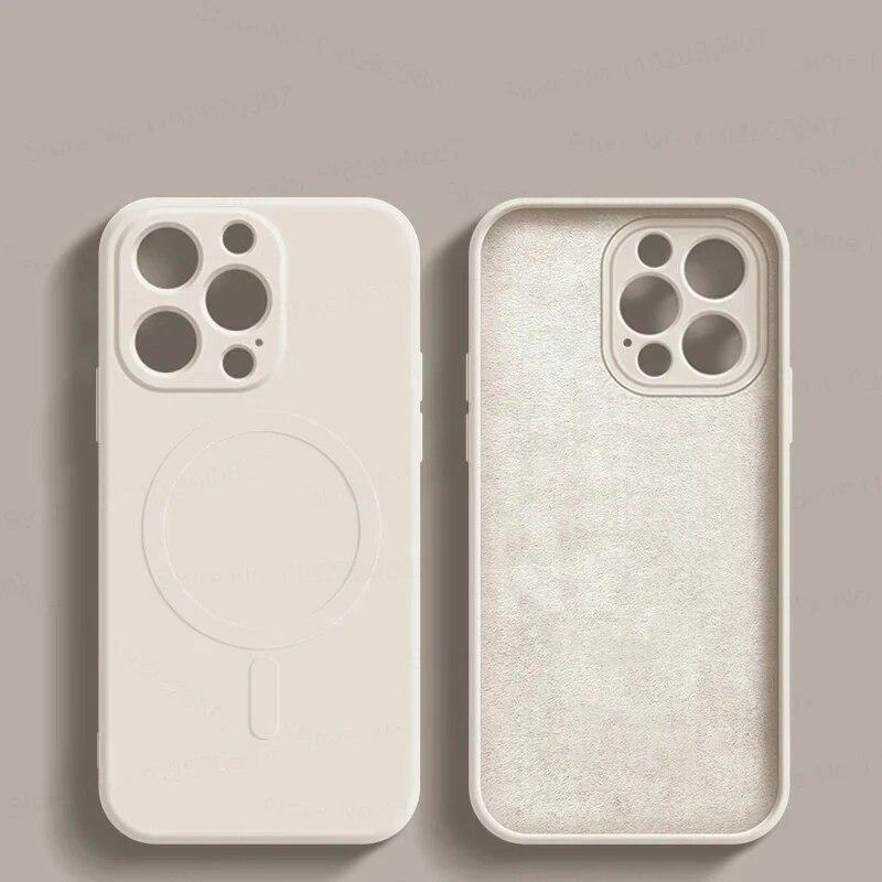 Роскошный жидкий силиконовый чехол для телефона iPhone 15 14 13 12 11 Pro Max Plus для Magsafe с беспроводной зарядкой, противоударный магнитный чехол