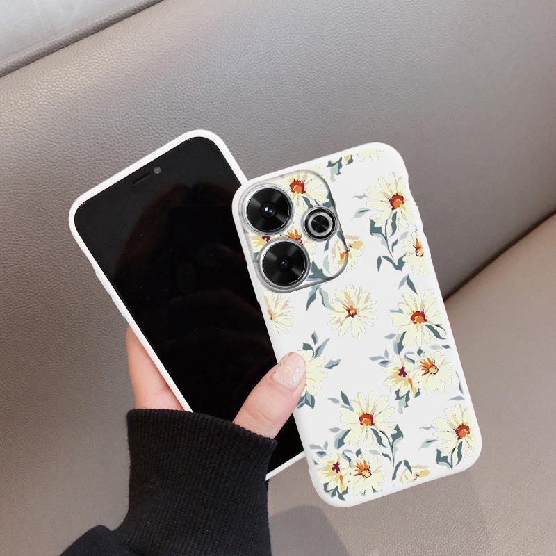 Мягкий силиконовый чехол с цветком для Samsung A55 A35 M35 S24 Xiaomi Redmi Note 13 Pro 14 Poco C65 iPhone Huawei Honor 200 70 Realme 9 Camera Противоударный чехол