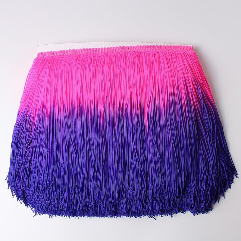 20Cm Gradual Change Color Nylon Row Beard Latin Dance Fringe Clothing Accessories Shape Vertical Row Beard Fringe Lace