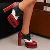 Женские туфли на высоком каблуке в европейском и американском стиле, водонепроницаемые, на толстом каблуке, подходящего цвета, на шнуровке, большого размера, на все сезоны
