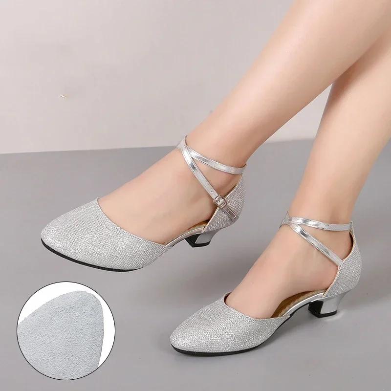 Женская обувь для латиноамериканских танцев, танго, сальса, бальные танцы, высокие каблуки, мягкие танцевальные туфли для женщин, сандалии для бальных танцев 3,5/5,5 см