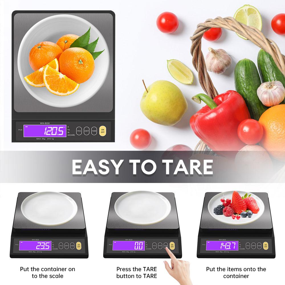 5kg/10kg Digital Electronic Kitchen Scale Multifunction Stainless Steel Scale Measuring Weighing Baking Tool with LCD Display