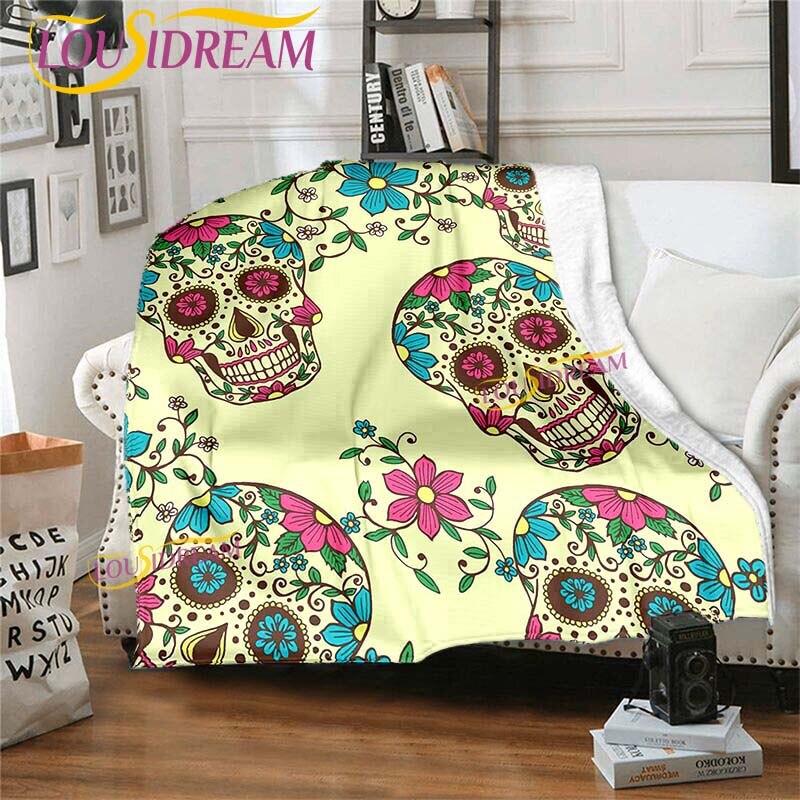Одеяло с цветами и черепом, диван, пододеяльник, дорожное постельное белье, одеяло, фланелевое одеяло, покрывало на кровать