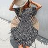 YYFS Women's Fashion Summer Spring Floral Print Short Sleeve O-Neck Casual Dresses