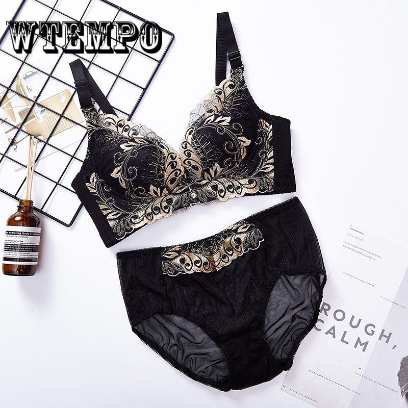 Ultra-thin Lace Sexy Thin Cotton Cup Plump Big Push Up Sexy Bra Sets
