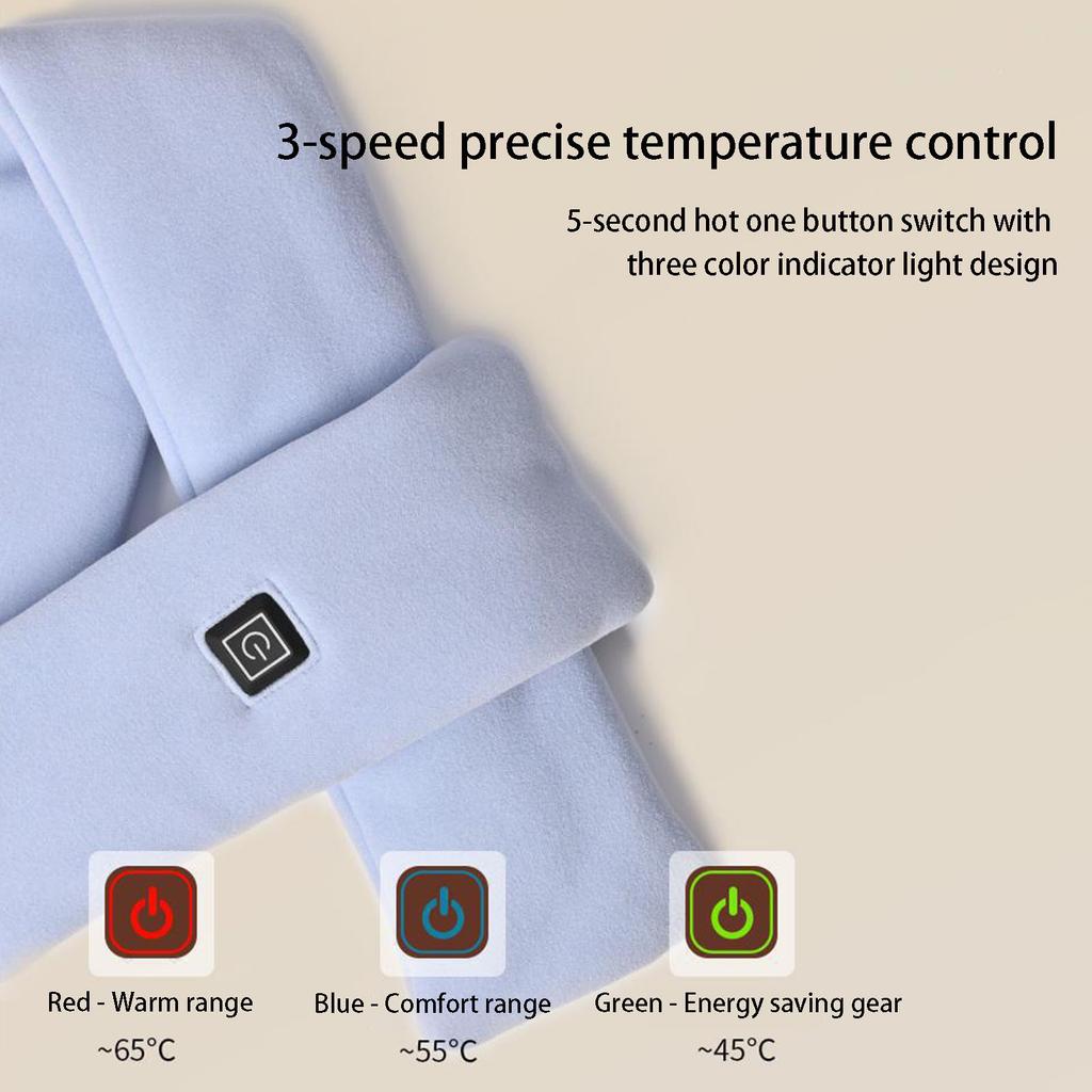 Электрический шарф с подогревом для шеи зимний теплый шарф с подогревом мягкий трехрежимный контроль температуры грелка для шеи без аккумулятора