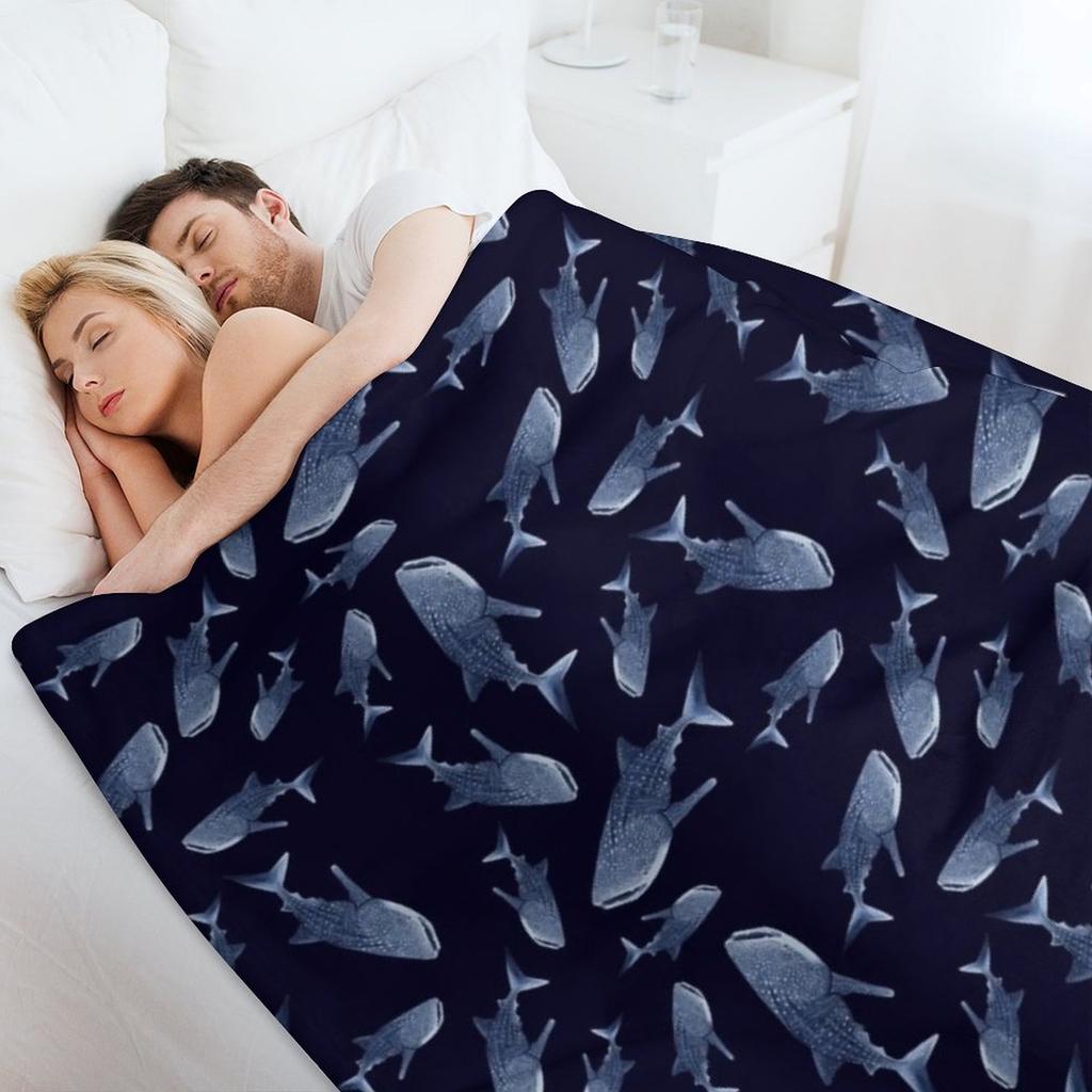 УЗОР КИТОВОЙ АКУЛЫ (ТЕМНО-СИНИЙ) Плед Роскошный теплый для зимы Красивый тяжелый для сна Пледы