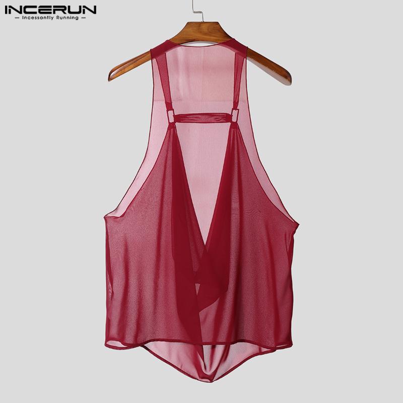 INCERUN Мужские майки без рукавов с вырезом-качели на бретелях из прозрачной сетки для вечеринок и клубов