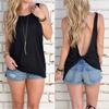 Women Vest Sleeveless Backless Ladies Back Cross Off Shoulder Vest T-shirt Streetwear