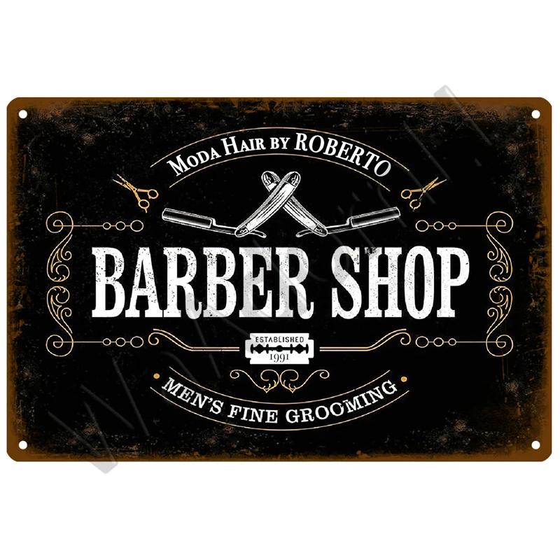 Barber Shop Tin Sign Poster Vintage Wall Posters Metal Sign Decorative Wall Plate Kitchen Plaque Metal Vintage Decor Accessories