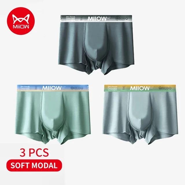 MiiOW 3 шт., мягкие шелковистые мужские трусы-боксеры из модала 7A, антибактериальные хлопковые мужские трусы, мужские трусы-боксеры с градиентом цвета