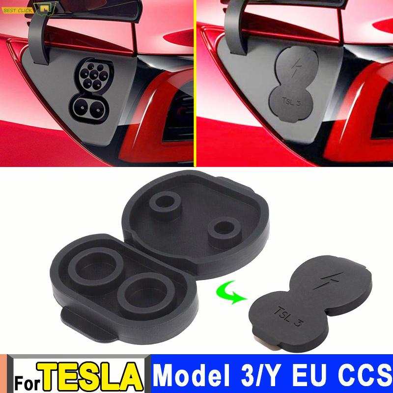 Tesla Model 3 Y Silicone Car Charging Port Waterproof CoverCharger Hole Protector Dust Cover Cap CCS EU Car Accessories Model