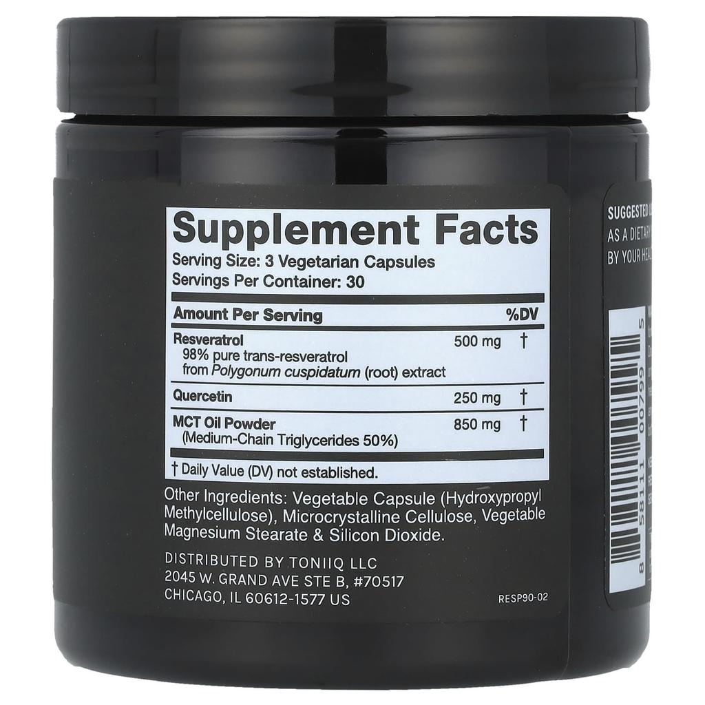 With Resveratrol+, Quercetin and Mct, 90 Capsules