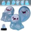 Halloween Mini Ghost Figures with Box Miniature Glow-in-The-Dark Ghost Figurine Luminous Tiny Ghost Toy for Home Party Decor