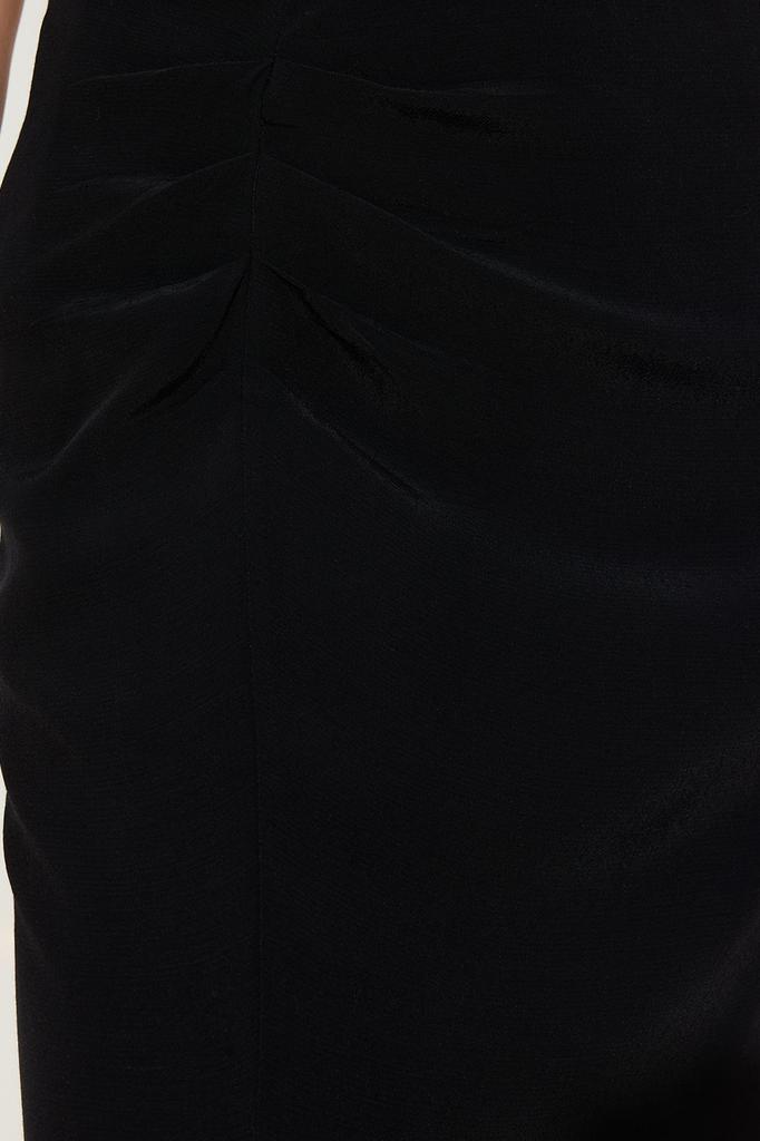 Women's Fashion Black Slit Detailed Fish Shape Maxi Length Woven Skirt