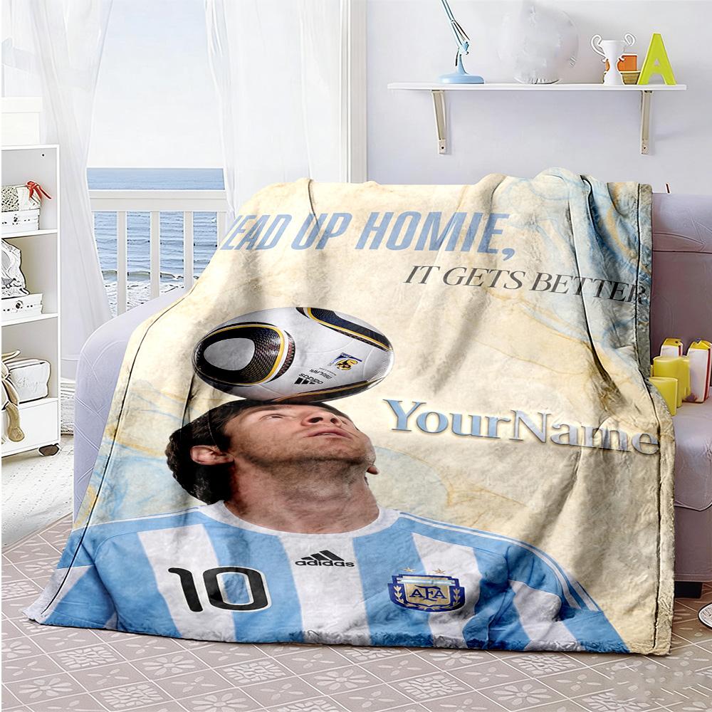 Messi 215 Personalized Name Blanket Cozy Customizable Blanket Durable Comfort for Picnics Bed Bedding Nap Four Seasons Universal