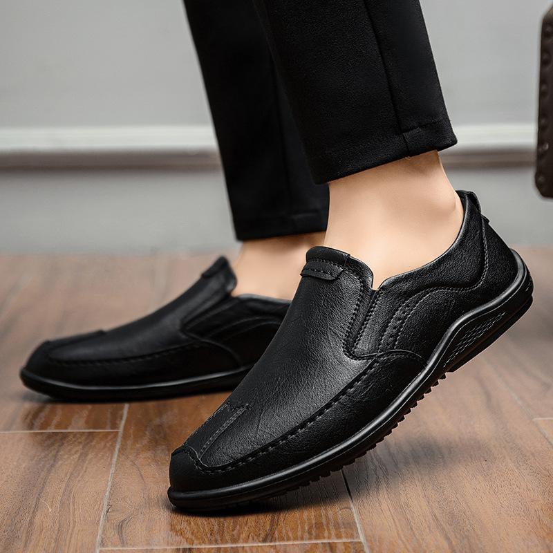 Men's Leather Shoes Genuine Leather Casual Versatile Soft Surface Thick Bottom Slip-on Autumn New Driving Shoes
