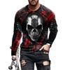 Retro Long Sleeve T-shirts For Men 3d Print Skull Long Sleeve Cotton Tops Street Hip Hop O Neck Pullover Oversized Tee Shirt Men
