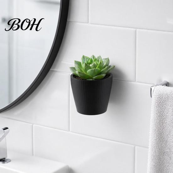Space-saving Wall Decor 3D Printed Planter, Hanging Indoor Flower Pot for Green Plant Display Succulents, Minimalist Black Holder Home Office Creative