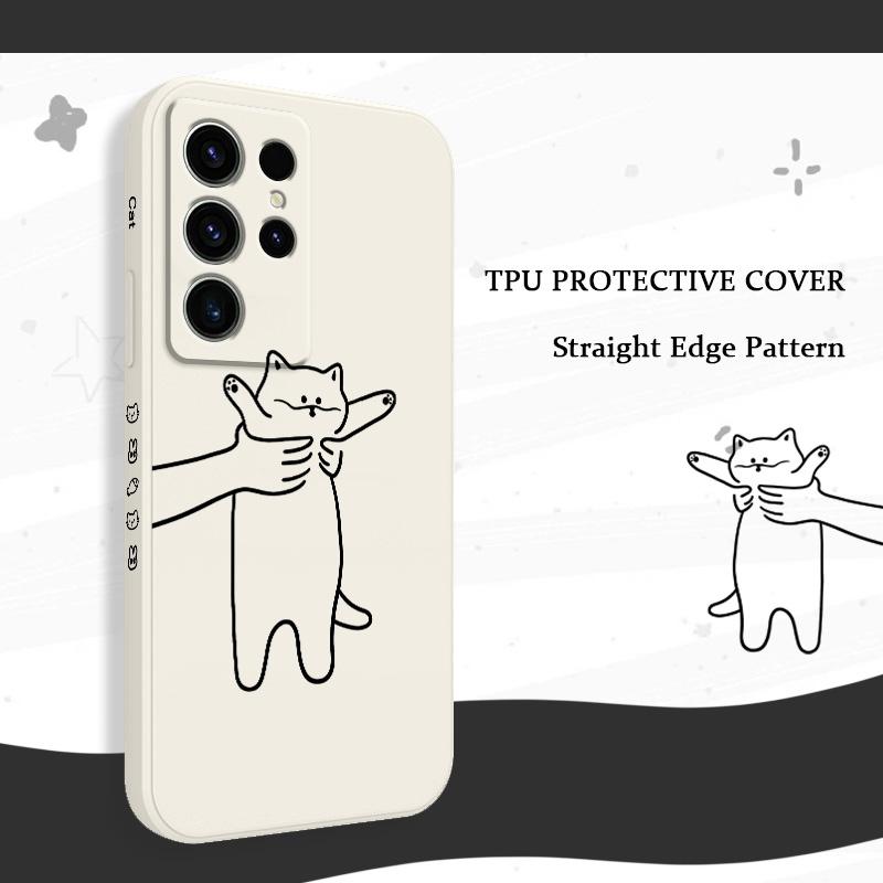 Fidgeting Cat Phone Case For Samsung Galaxy S25 S24 S23 S22 S21 S20 Ultra FE S10 S10E Plus Note 20 Ultra Silicone Cover