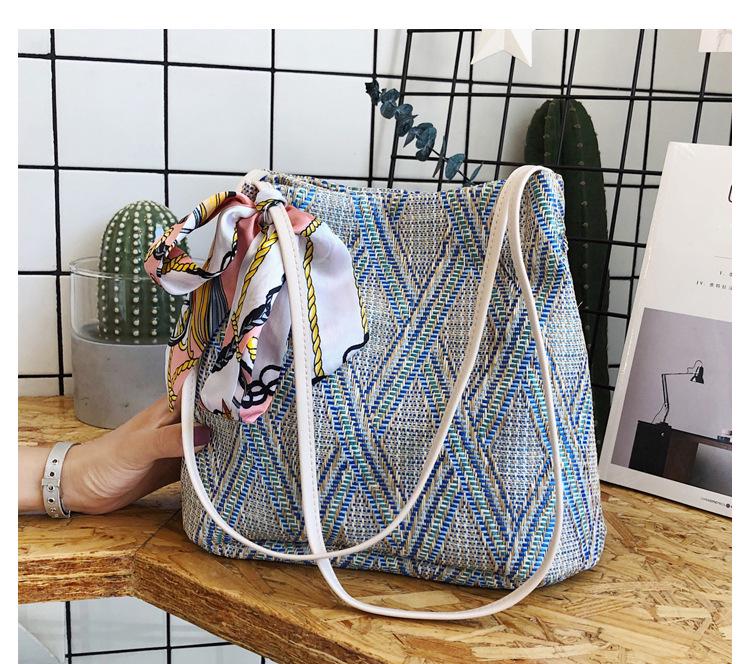 Женская соломенная сумка SCIONE с шелковым шарфом