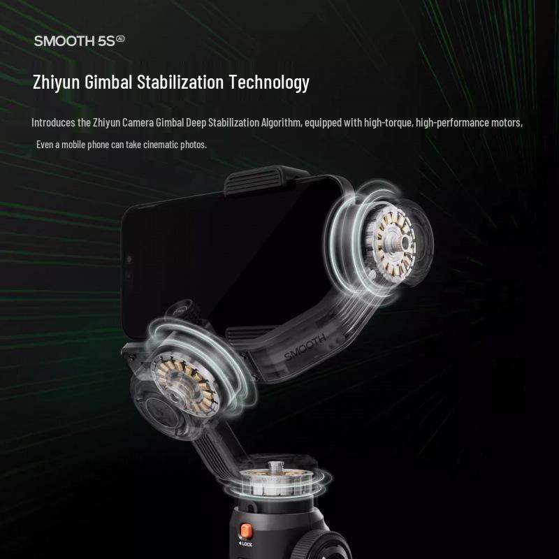 Zhiyun Smooth 5S AI Стабилизатор для мобильного телефона, Ручной селфи-штатив с защитой от дрожания