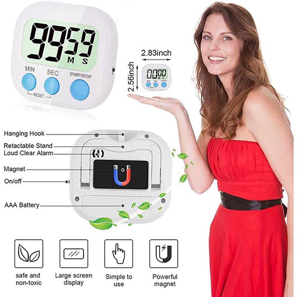Маленький цифровой кухонный таймер из 4 упаковок с магнитной спинкой и включением/выключением, обратный отсчет минут и секунд об этом товаре