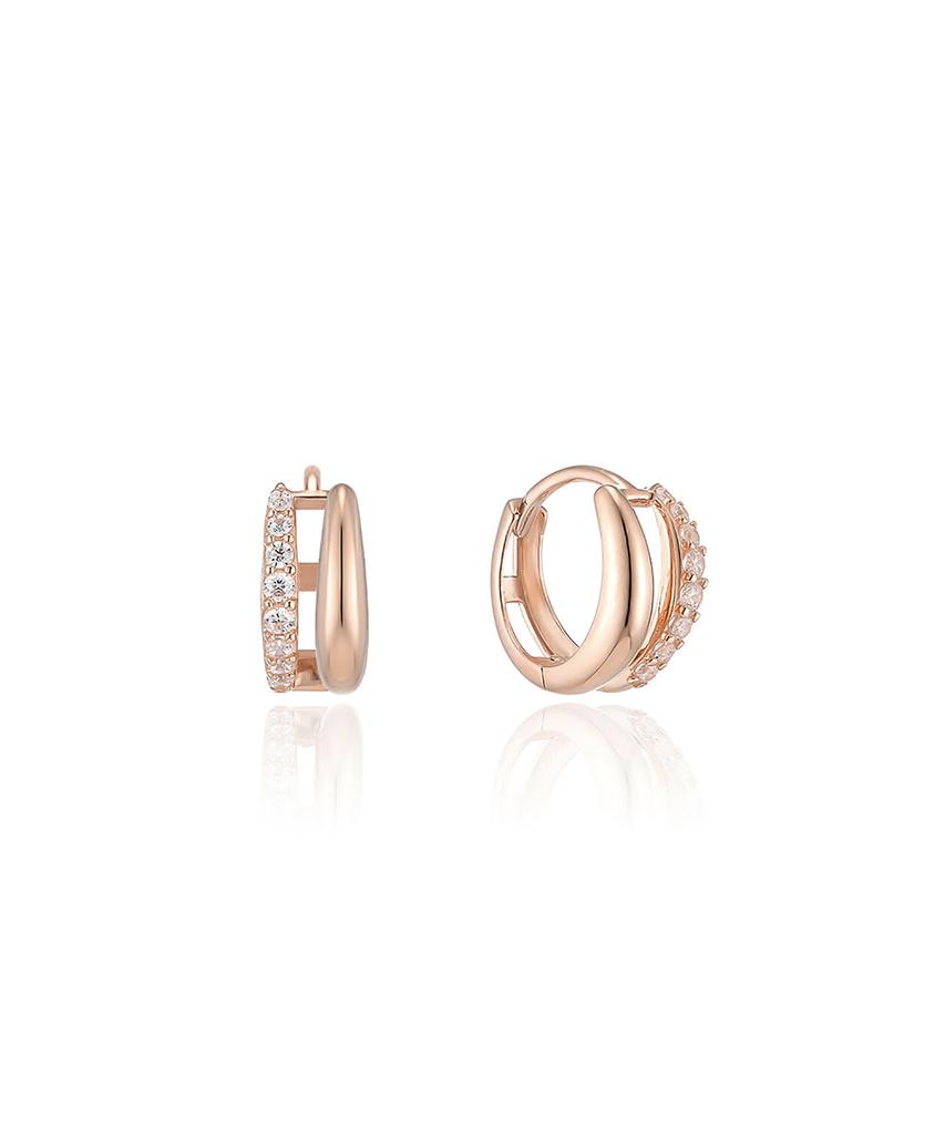 Lloyd Double Line Pavé 10K Gold One-Touch Ring Earrings Lotp2010T