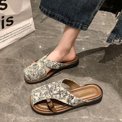 Сумка в национальном стиле, полушлепанцы, женская летняя обувь, модные новинки, толстая подошва, новый китайский стиль, юбка для выхода в свет, французские сандалии