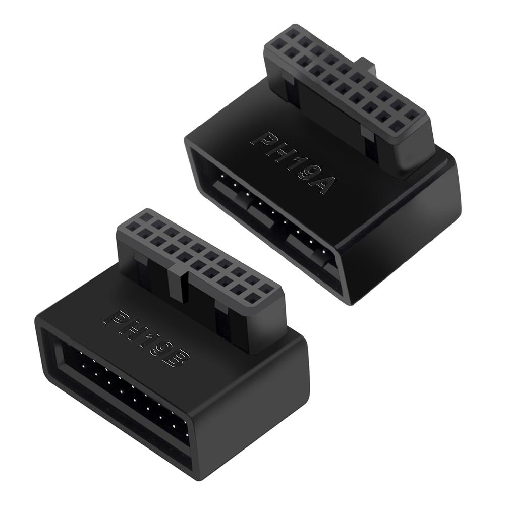Адаптер-переходник для разъема материнской платы компьютера PH19A USB 3.0 19P 20P Угловой 90 градусов для аксессуаров разъемов материнской платы