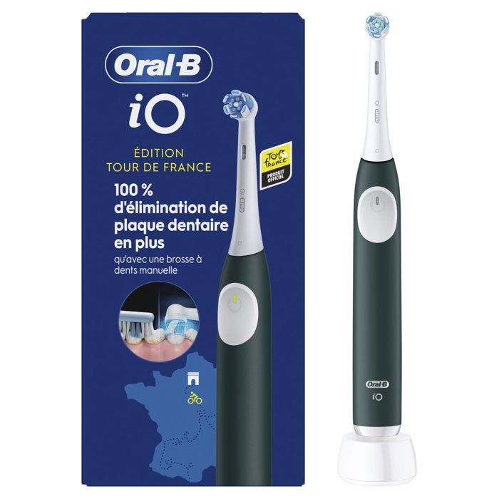 Brosse à dents électrique - ORAL-B - iO2 - licence Tour de France - noir - micro-vibrations - batterie rechargeable