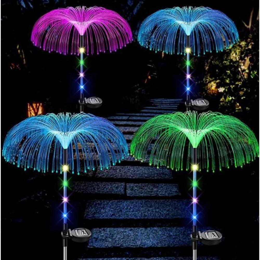 Садовые светильники на солнечных батареях, водонепроницаемые, оптоволоконные, газонные светильники в виде медуз, для патио, виллы, двора, украшения сада, наземная лампа