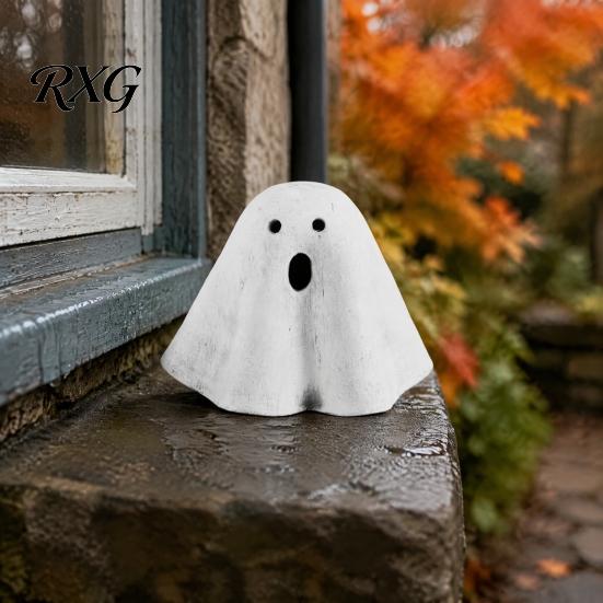 Ghost Figurine for Halloween Light Up Decoration, Cute Spooky with Home Decorations Warm LED Indoor Mantel Fireplace Party Decor Decorative Shelf