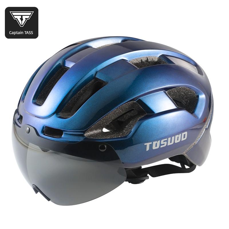 Captain Tass Bicycle Helmet with Goggles Integrally Molded Men and Women Riding Sports Mountain Road Bike Safety Helmet