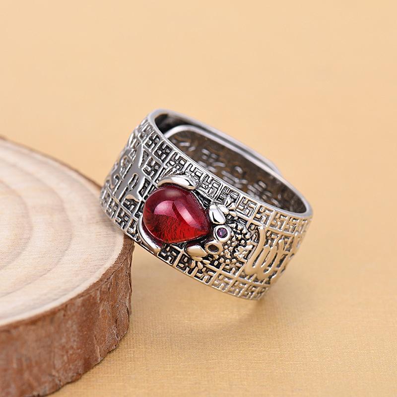 Пиксю Модное Кольцо Богатства Сердечной Сутры Модное Медное Геометрическое Кольцо Пара