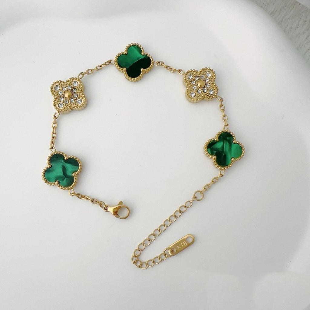 Двусторонний браслет из пяти цветов Браслет с четырьмя листочками клевера Не теряет цвет Женский элегантный легкий роскошный браслет темперамента