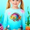 4-15 Years Old Comfortable Polyester Boys Girls Children Long Sleeve T-Shirt Sea Animal Fish 3D Printed T Shirt Kids Clothing