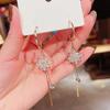 1 Pair Dangle Earrings Flower Hollow Jewelry Faux Crystal Fringe Drop Earrings Birthday Gifts