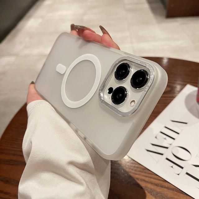 Чехол для телефона с поддержкой зарядки Magsafe для Iphone 14 12 11 13 Pro Max 14 Plus, металлический гибридный жесткий и мягкий полупрозрачный чехол с металлической камерой