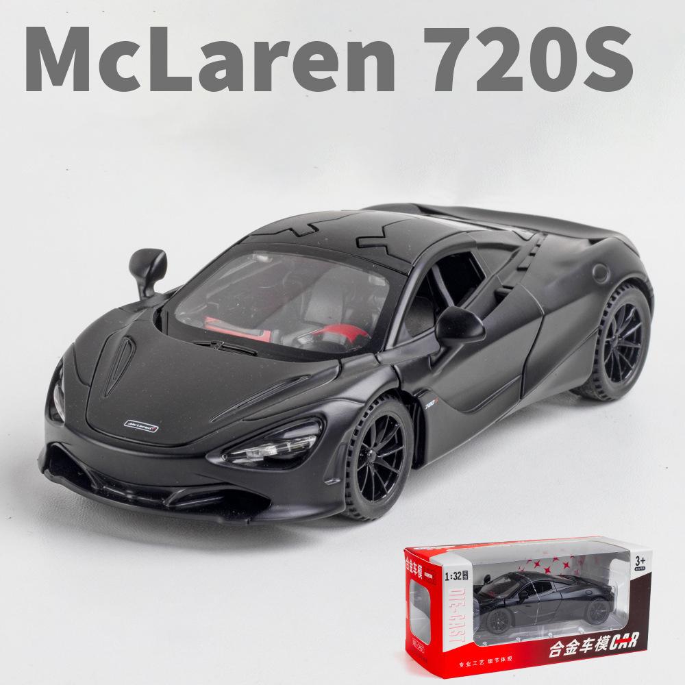 1:32-масштабная игрушечная модель автомобиля McLaren 720S, автомобиль с откатным механизмом из цинкового сплава со звуком и светом и открытой дверью кузова, игрушечный автомобиль для детей, подарок для мальчиков и девочек